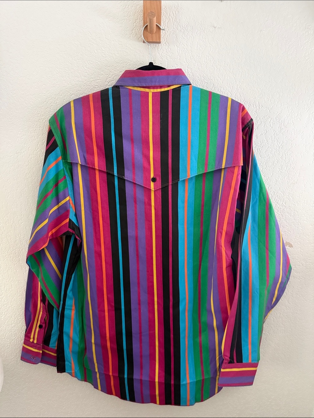 Vintage brush popper Wrangler Multicolor Vertical Stripe Button-Down Shirt - Picture 4 of 4